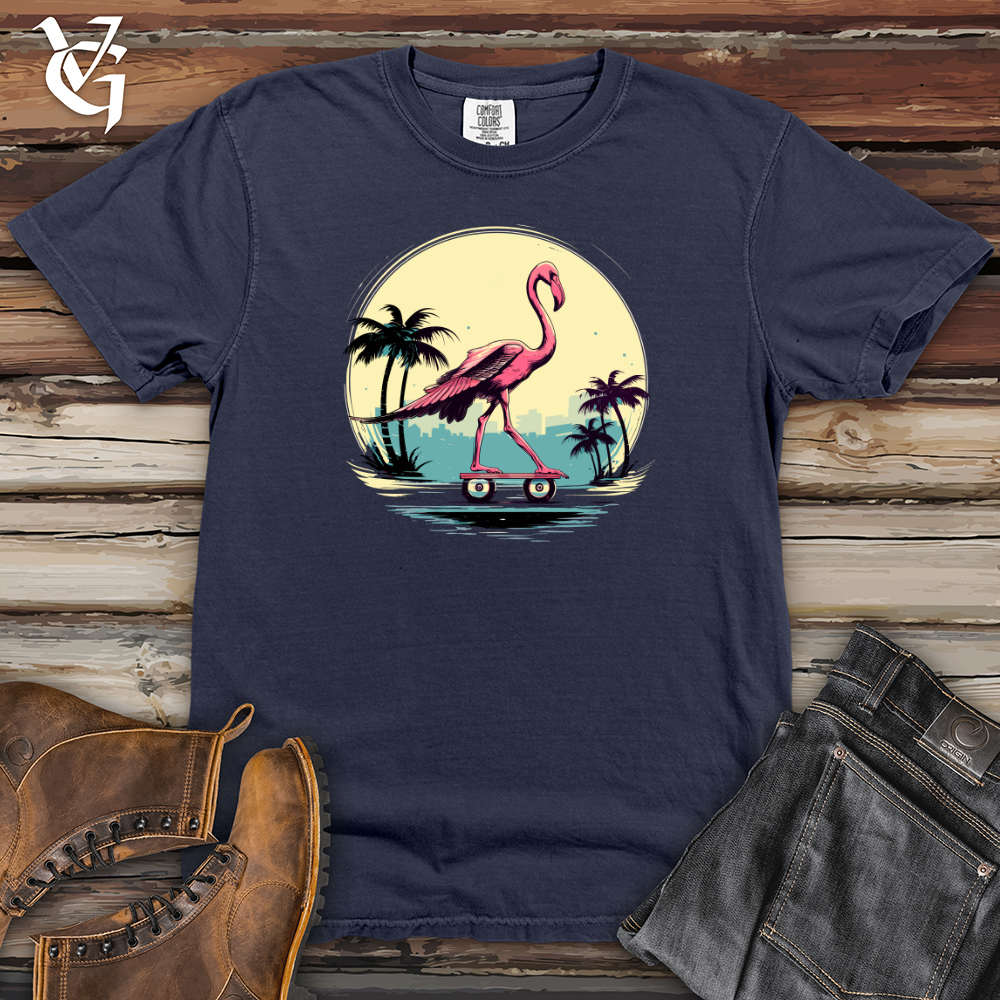 Viking Goods Skateboarding Flamingo Sunset Heavy Cotton Comfort Colors Tee Navy / L