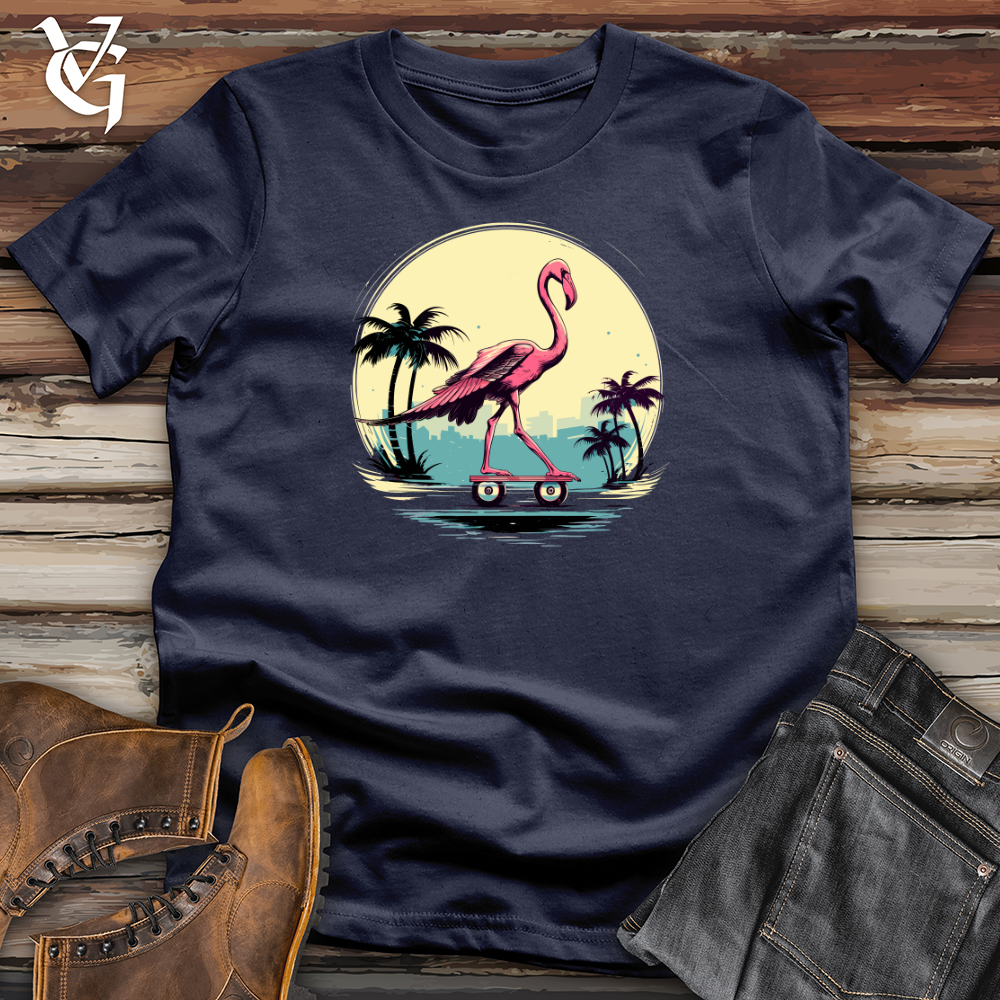 Viking Goods Skateboarding Flamingo Sunset Softstyle Tee Navy / L