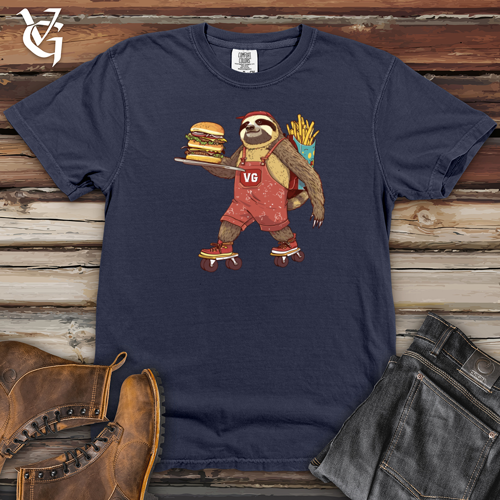 Viking Goods Skater Sloth Feast Heavy Cotton Comfort Colors Tee Navy / L