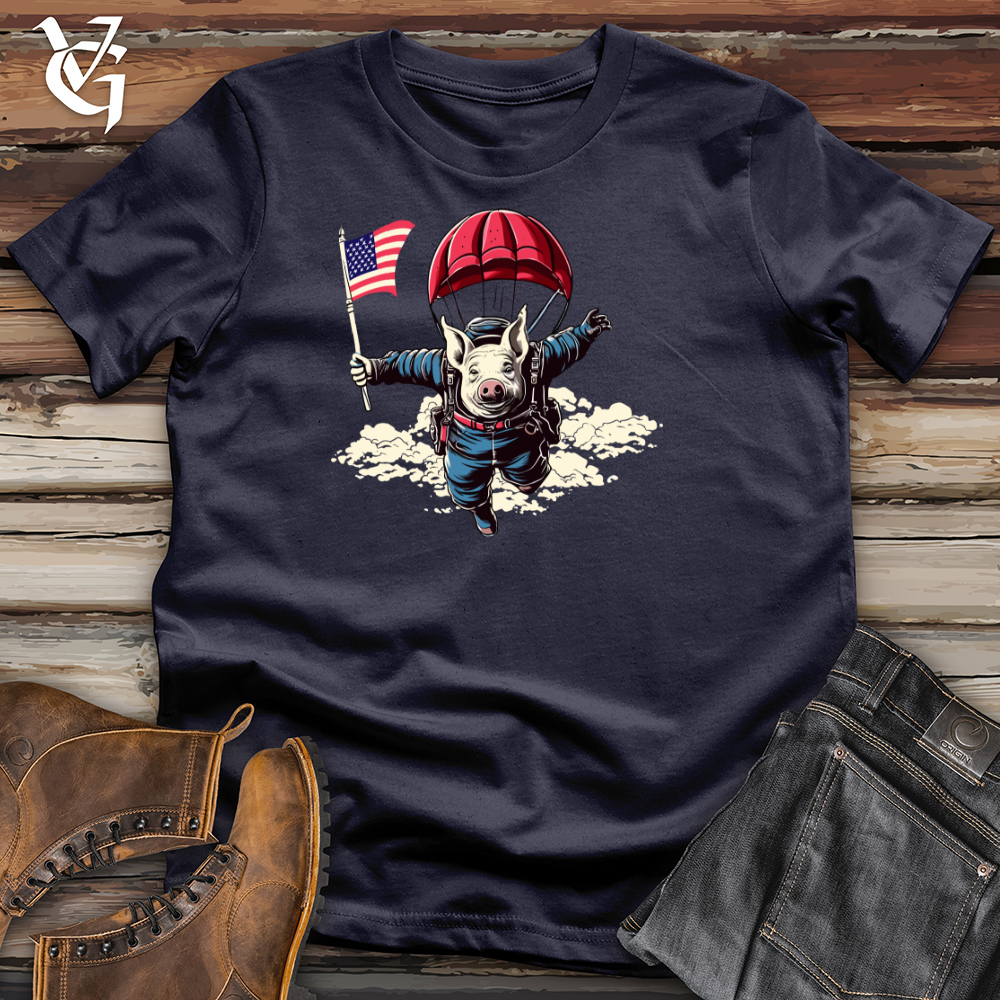 Viking Goods Skydiving Pig Parachute Adventure Cotton Tee Navy / L