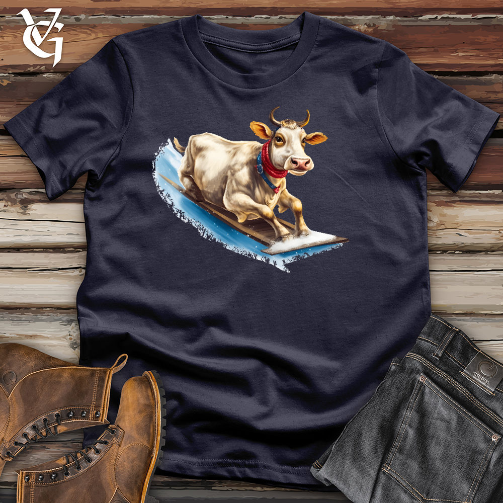 Viking Goods Sledding Cow Cotton Tee Navy / L