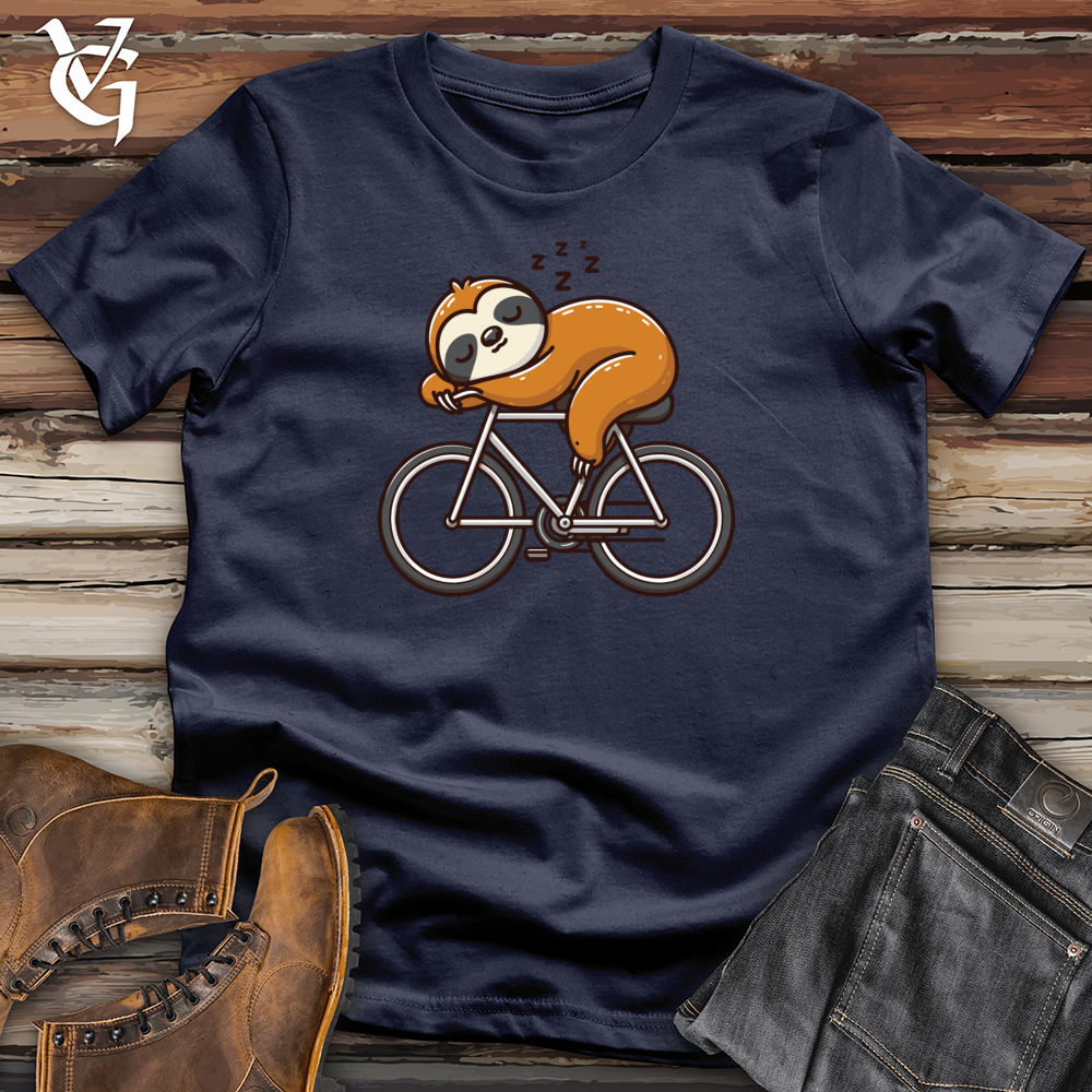 Viking Goods Sleepy Sloth Napping on Bicycle Softstyle Tee Navy / L