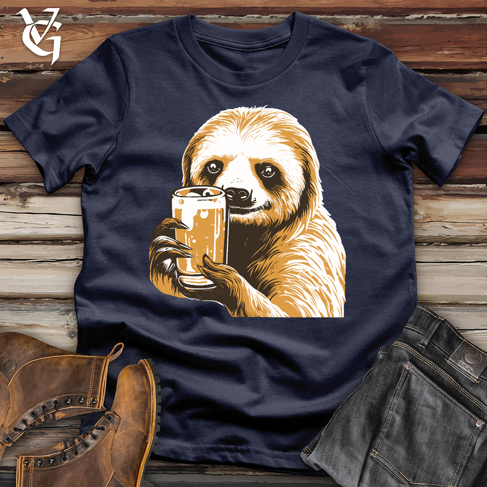 Viking Goods Sloth Drinking Softstyle Tee Navy / L
