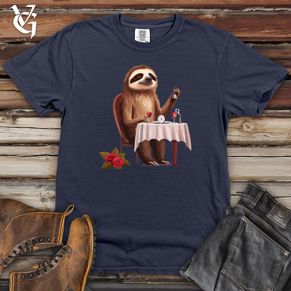 Viking Goods Sloth Fine Dining Heavy Cotton Comfort Colors Tee Navy / L