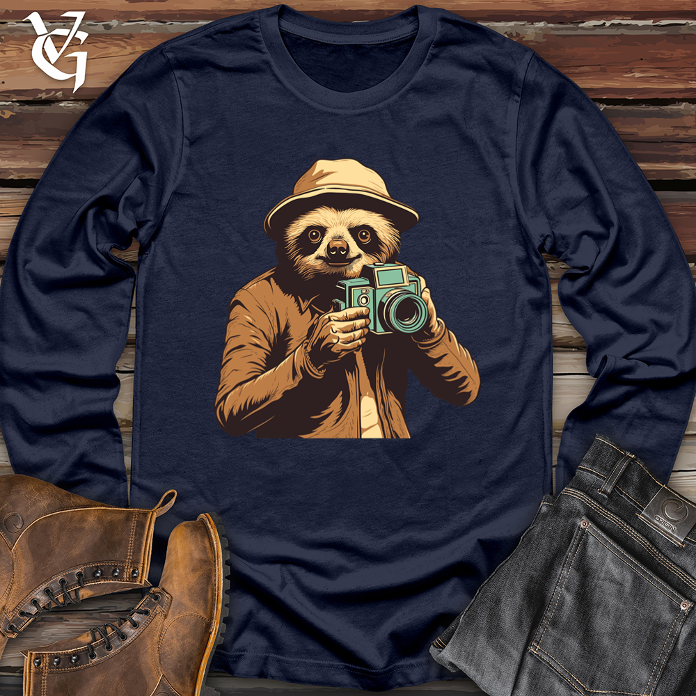Viking Goods Sloth Shutterbug Snapshot Softstyle Long Sleeve Navy / L