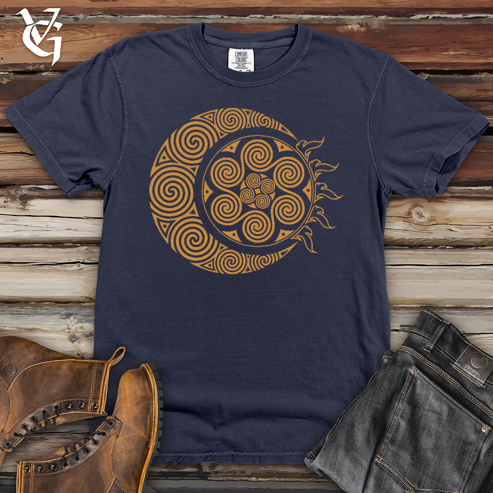 Viking Goods Spiral Celtic Moon Heavy Cotton Comfort Colors Tee Navy / L