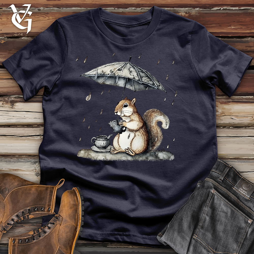 Viking Goods Squirrel In The Rain Cotton Tee Navy / L