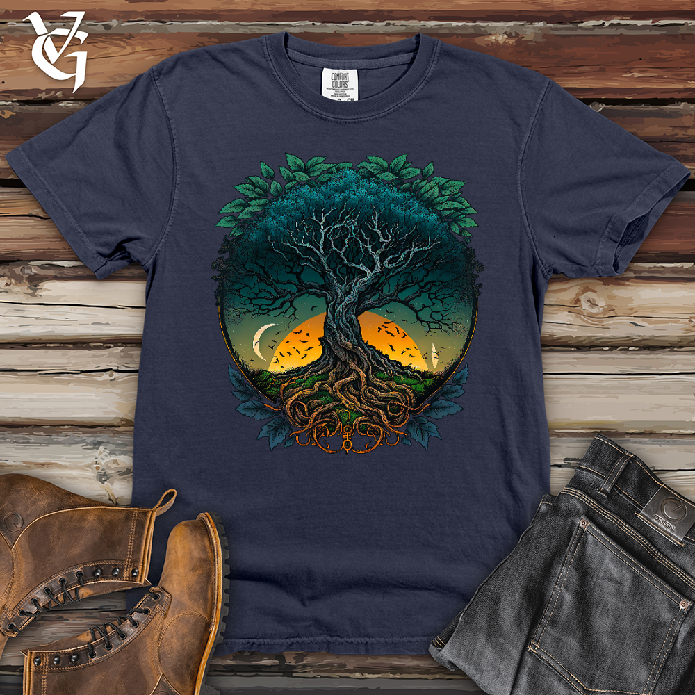 Viking Goods Sunset Yggdrasil Heavy Cotton Comfort Colors Tee Navy / L
