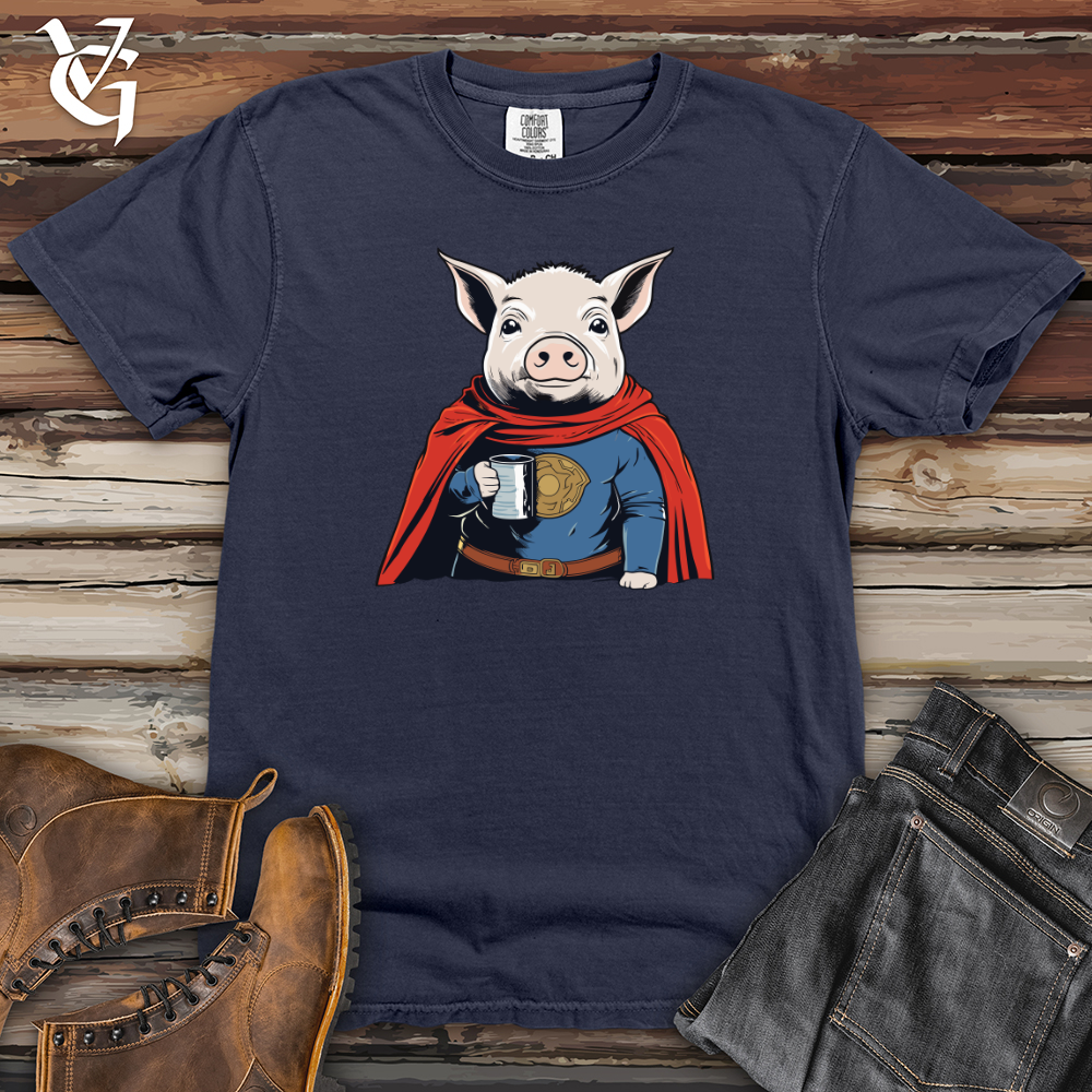 Viking Goods Super Hero Pig Heavy Cotton Comfort Colors Tee Navy / L