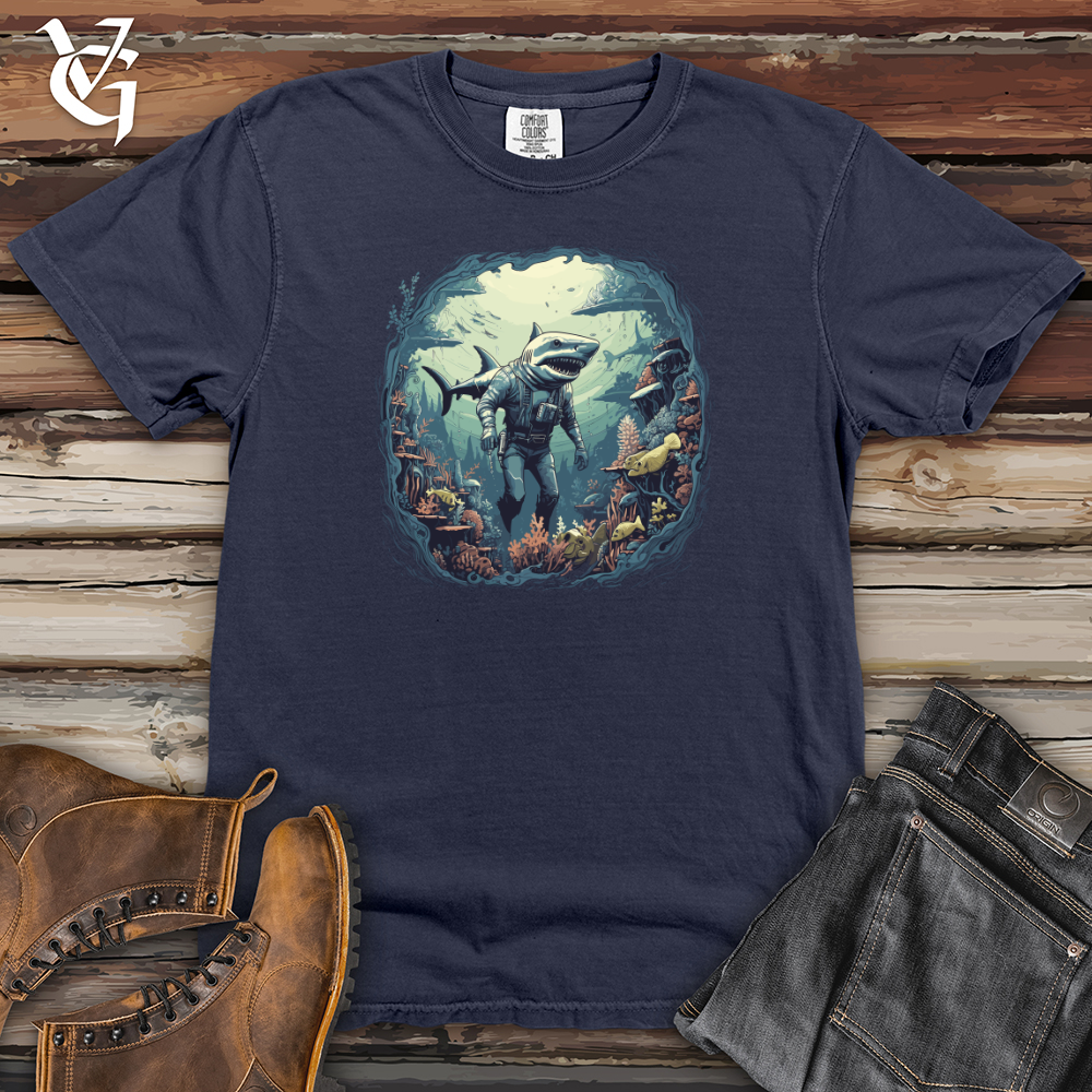 Viking Goods Surreal Shark Dive Heavy Cotton Comfort Colors Tee Navy / L