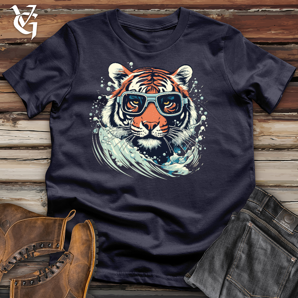 Viking Goods Swimming Tiger Cotton Tee Navy / L