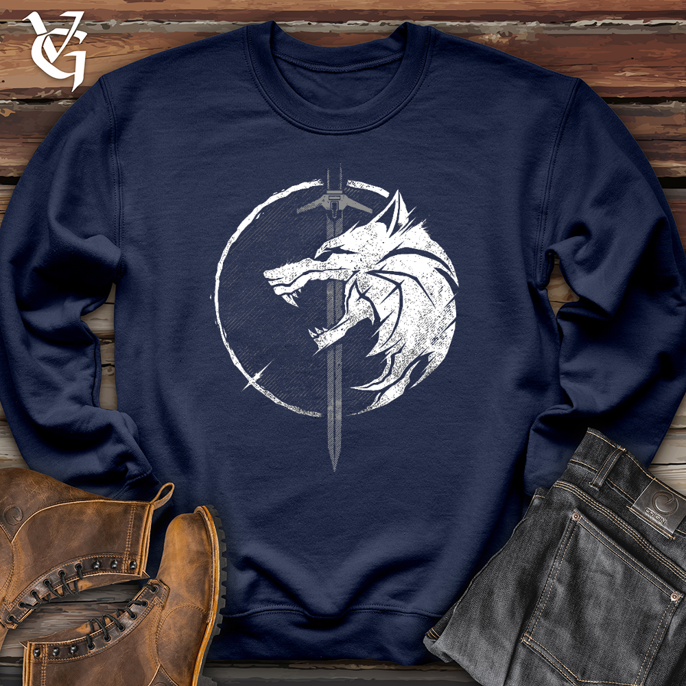 Viking Goods Sword and The Wolf Crewneck Navy / L