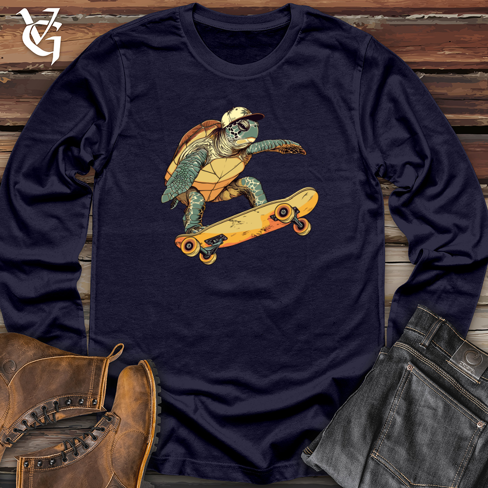 Viking Goods Turtle Skateboarder Groove Long Sleeve Navy / L