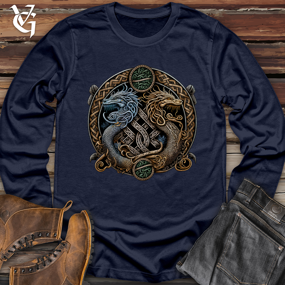 Viking Goods Two Dragons Softstyle Long Sleeve Navy / L