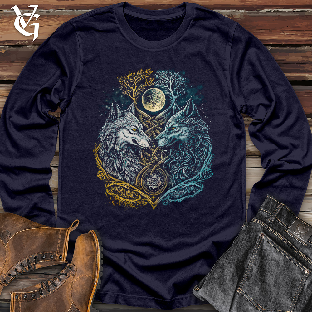 Viking Goods Two Wolf Long Sleeve Navy / L