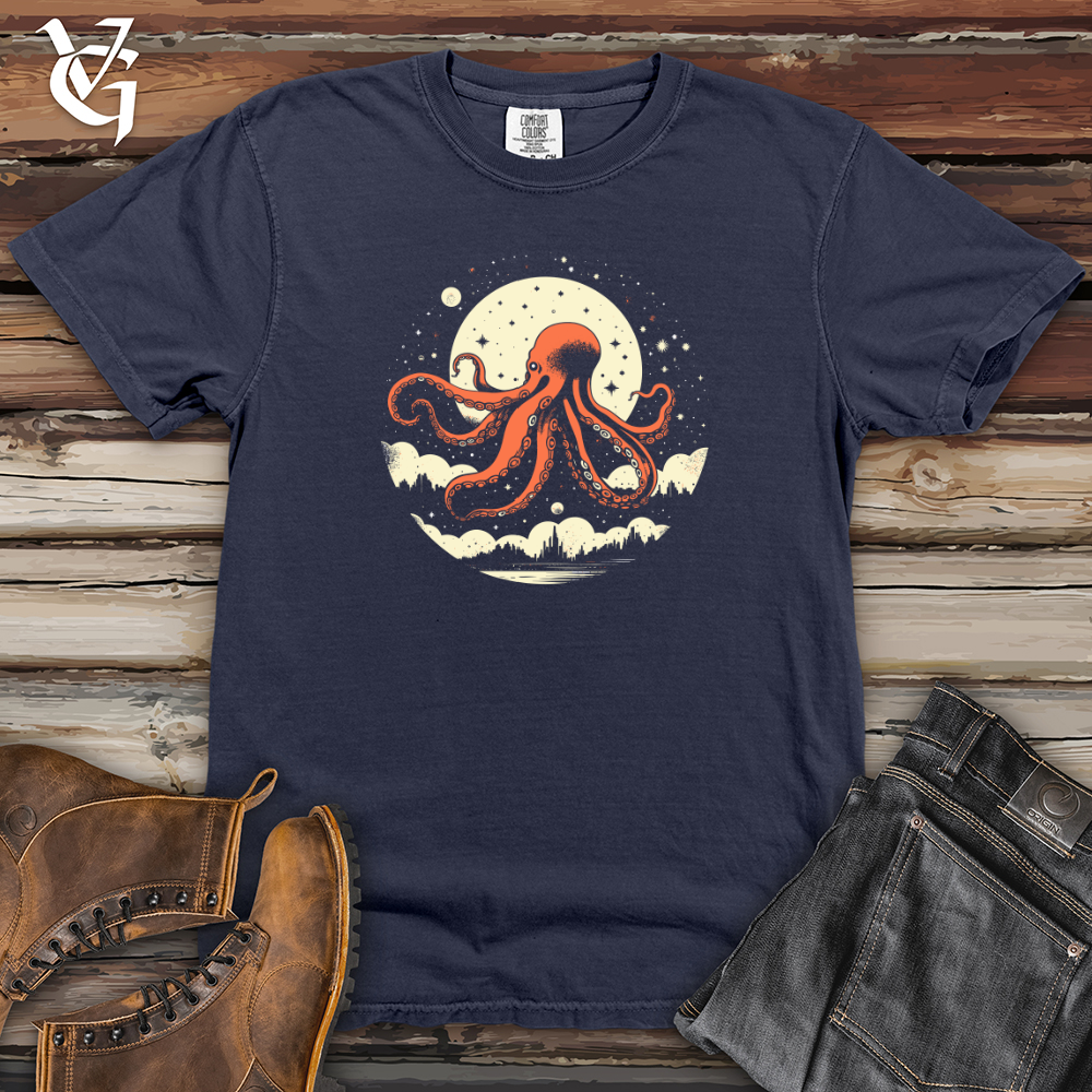 Viking Goods Vintage Cosmic Flight Octopus Heavy Cotton Comfort Colors Tee Navy / L