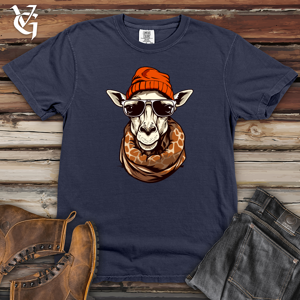 Viking Goods Vintage Giraffe Wearing Beanie Heavy Cotton Comfort Colors Tee Navy / L