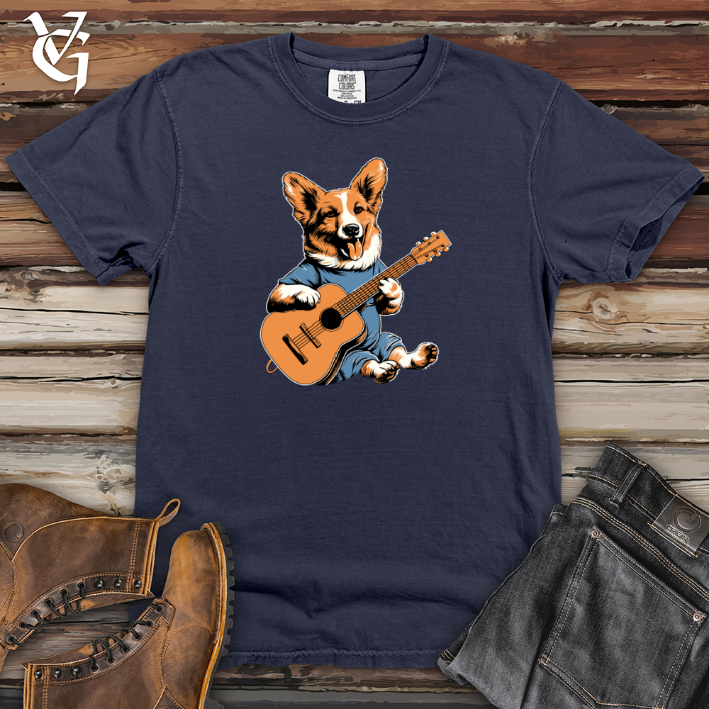 Viking Goods Vintage Guitar Strummer Corgi Heavy Cotton Comfort Colors Tee Navy / L