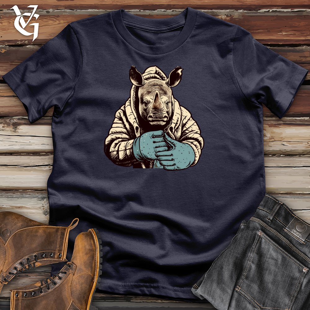 Viking Goods Vintage Mitten Wearing Rhino Cotton Tee Navy / L