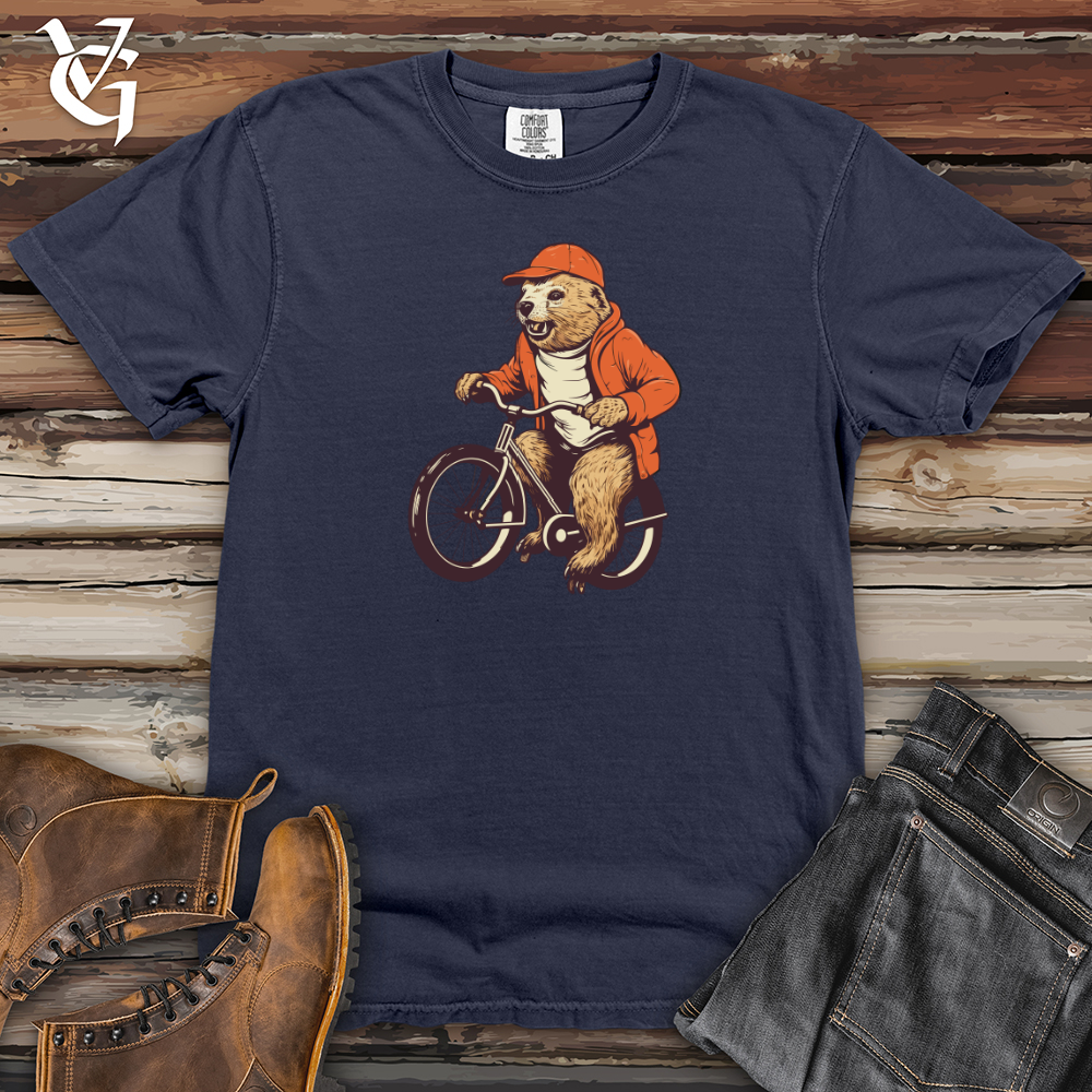 Viking Goods Vintage Pedaling Beaver Heavy Cotton Comfort Colors Tee Navy / L