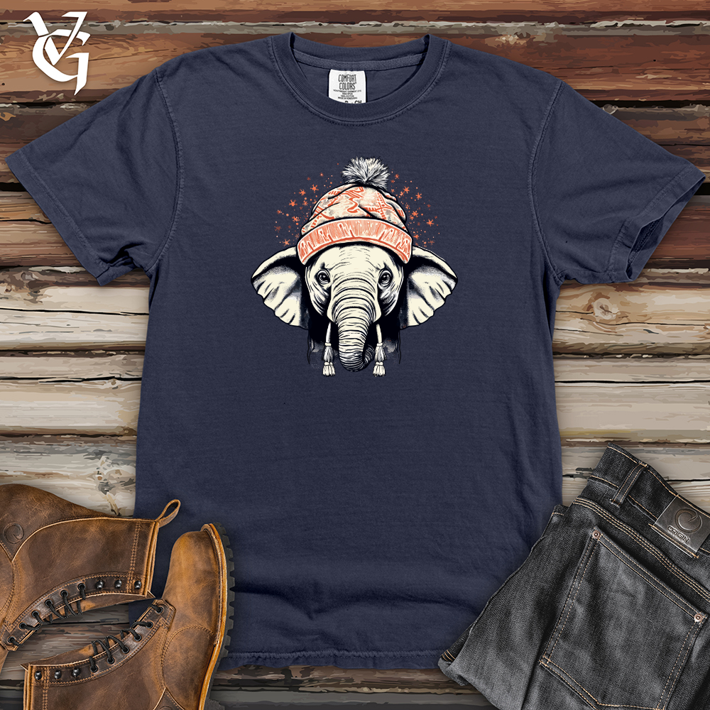Viking Goods Vintage Pompom Snow Hat Elephant Heavy Cotton Comfort Colors Tee Navy / L