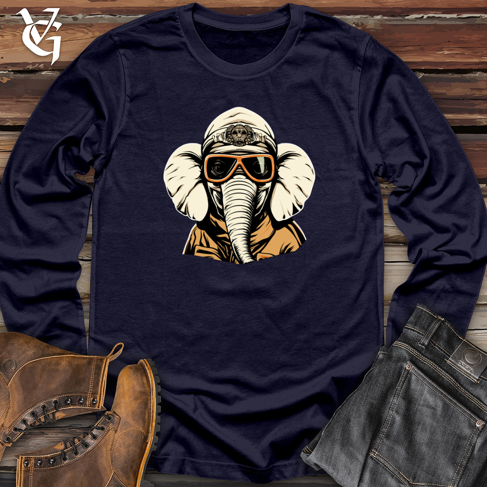 Viking Goods Vintage Ski Masked Elephant Long Sleeve Navy / L