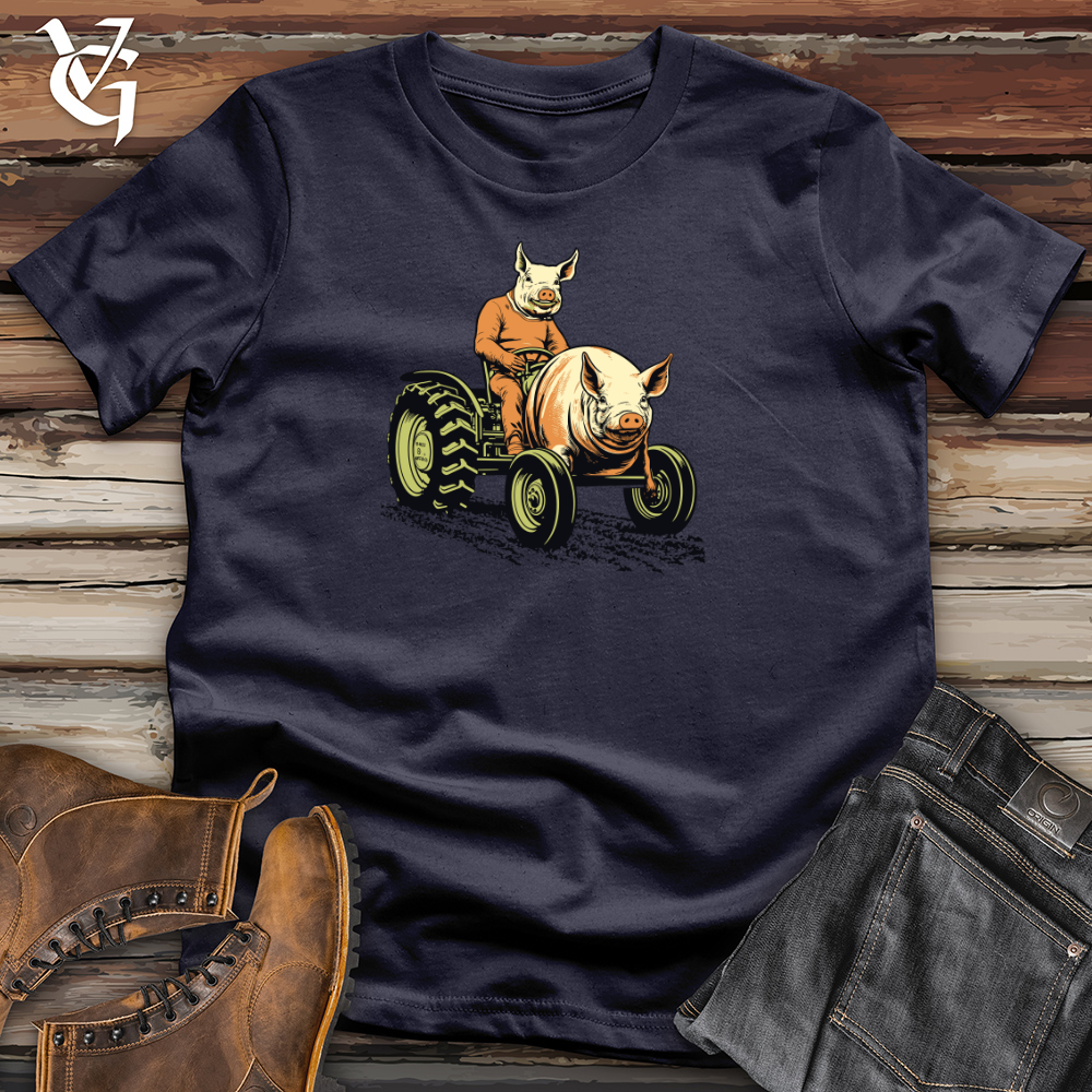 Viking Goods Vintage Tractor Riding Pig Cotton Tee Navy / L