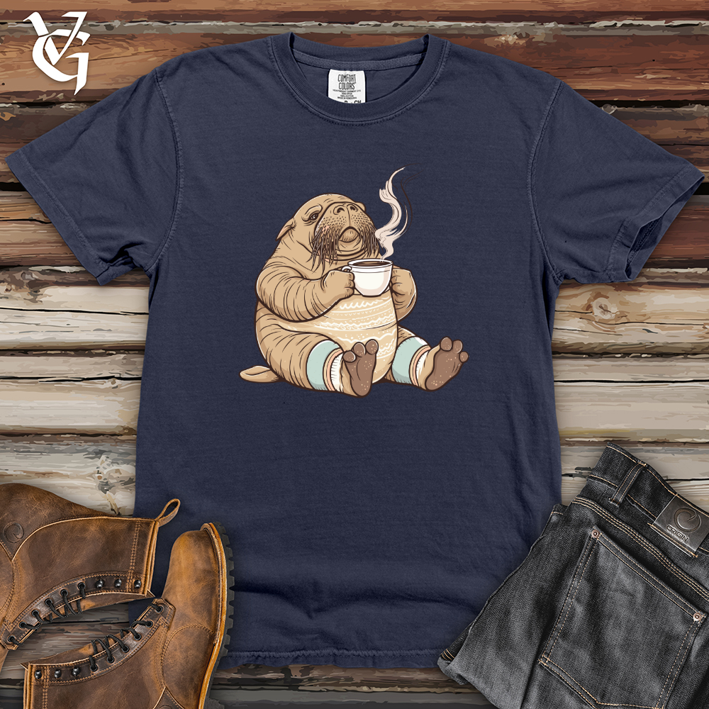 Viking Goods Walrus Cozy Brew Heavy Cotton Comfort Colors Tee Navy / L