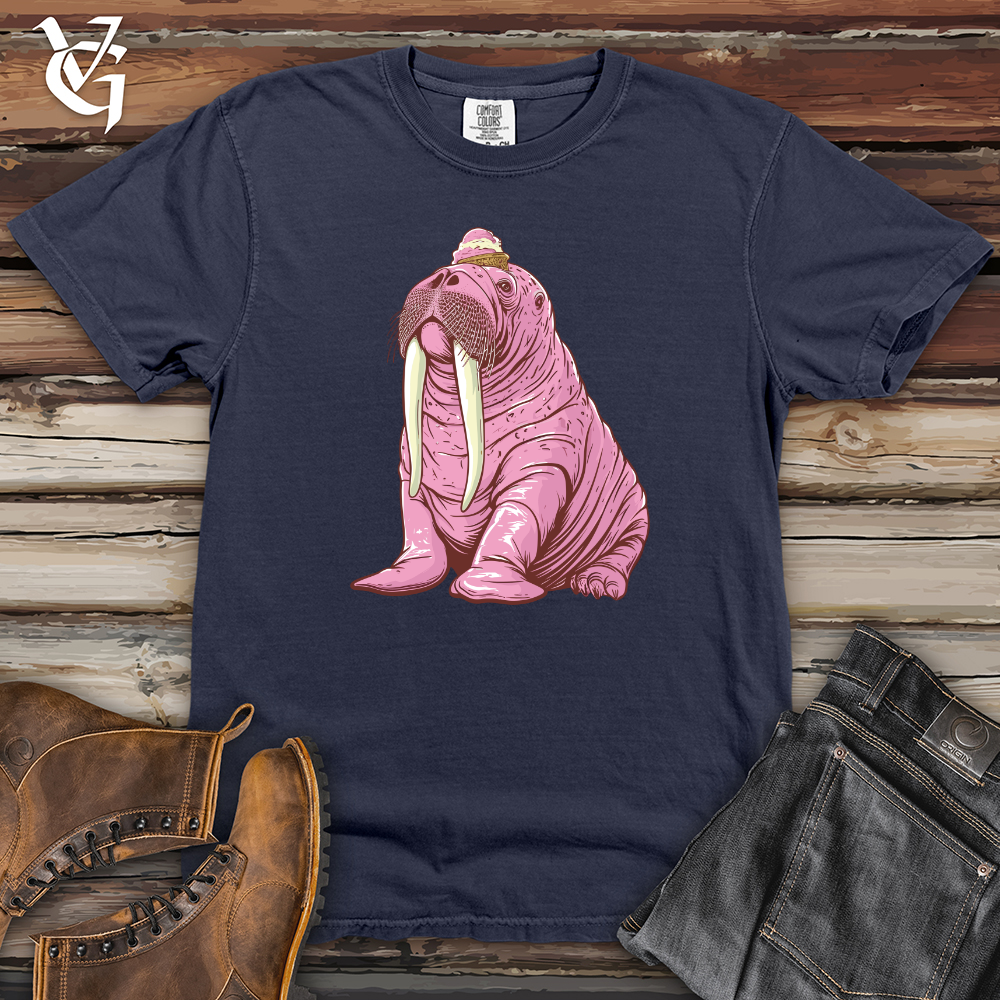 Viking Goods Walrus Ice Cream Delight Heavy Cotton Comfort Colors Tee Navy / L