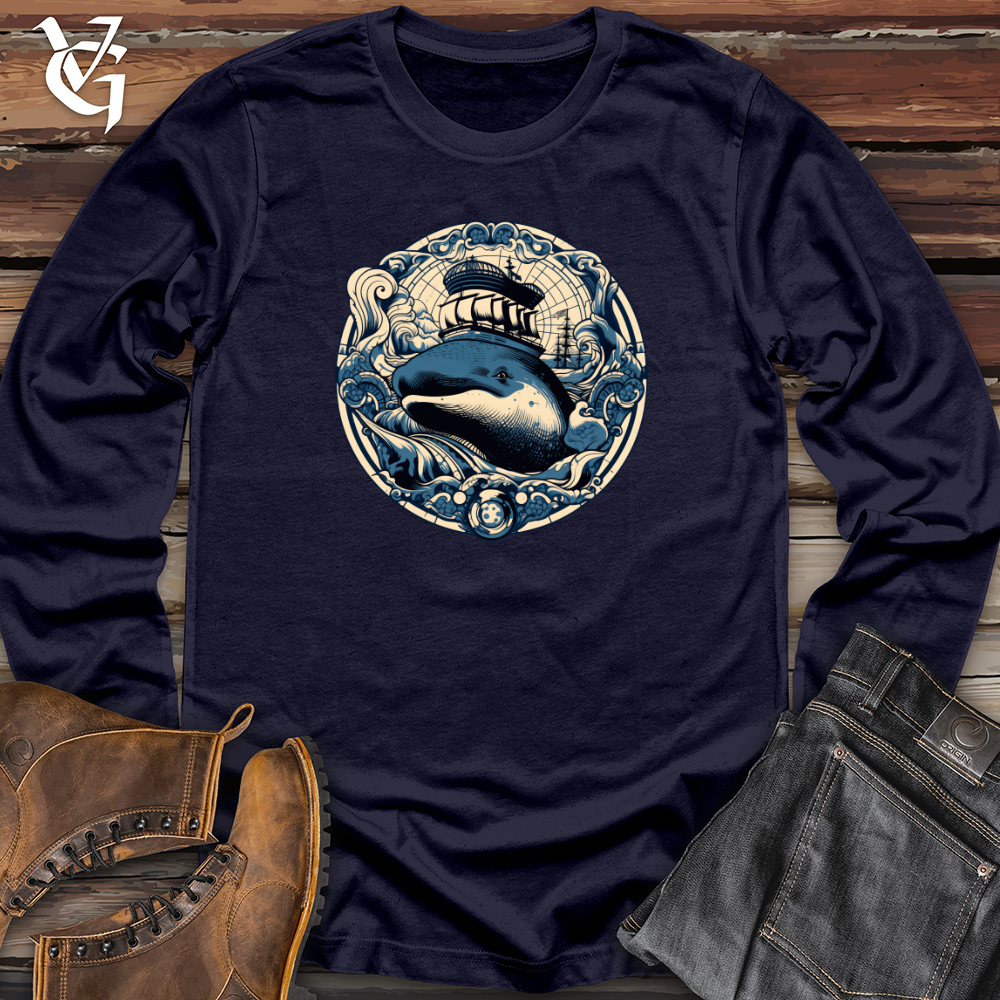Viking Goods Whale Nautical Voyage Long Sleeve Navy / L