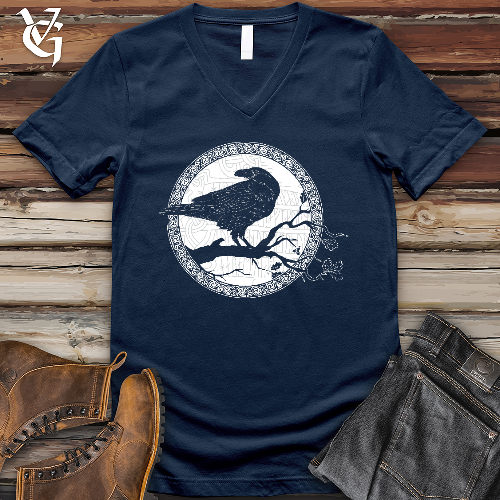 Viking Goods White Raven Winter V- Neck Tee Navy / L