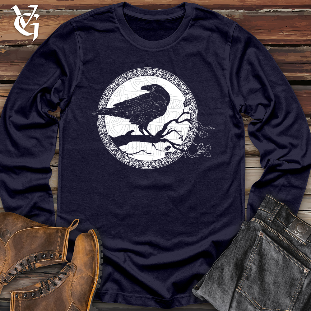 Viking Goods White Winter Raven Long Sleeve Navy / L
