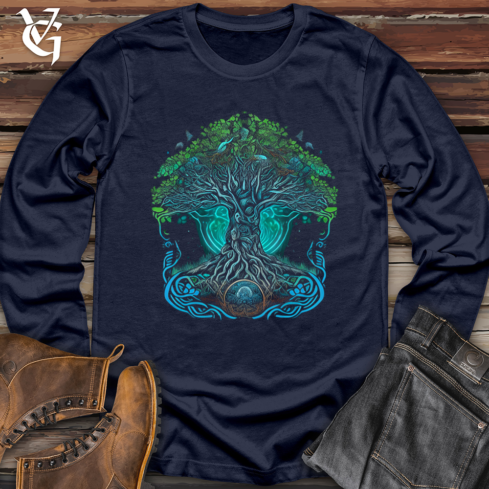 Viking Goods Yggdrasil Spirit Tree Softstyle Long Sleeve Navy / L
