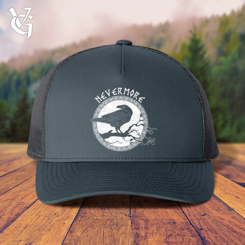 Viking Goods Nevermore White Winter Raven Trucker Cap Navy