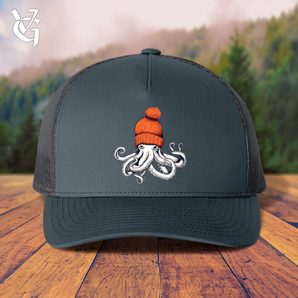 Viking Goods Octopus Orange Beanie Trucker Cap Navy