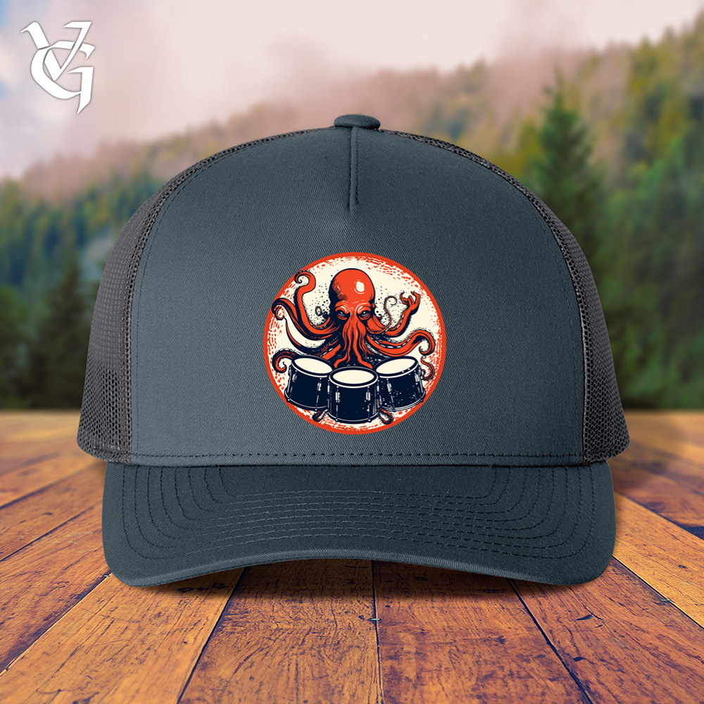 Viking Goods Octopus Playing Drums Trucker Cap Navy