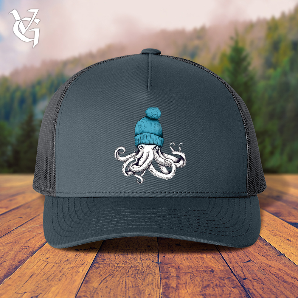 Viking Goods Octopus Wearing Beanie Trucker Cap Navy
