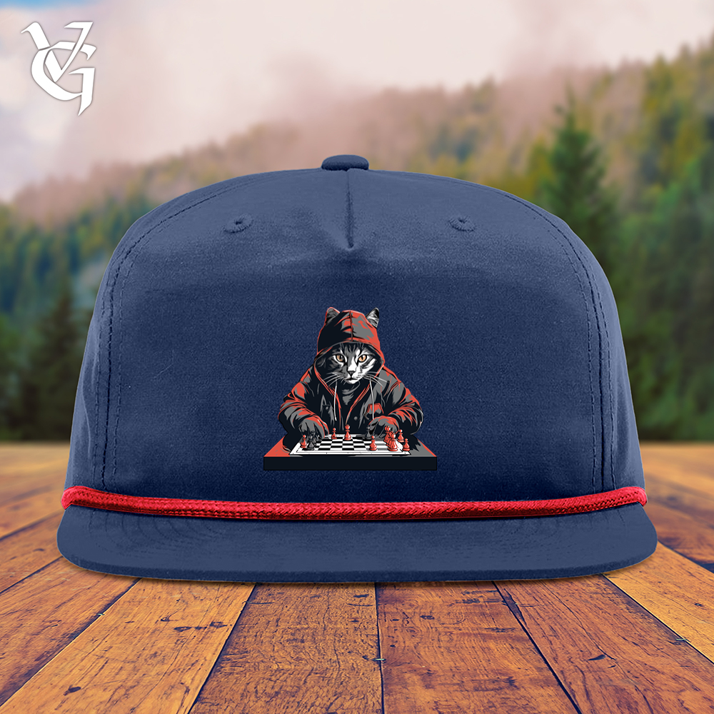 Viking Goods A Cat Playing Chess Snapback Cap Navy/ Red