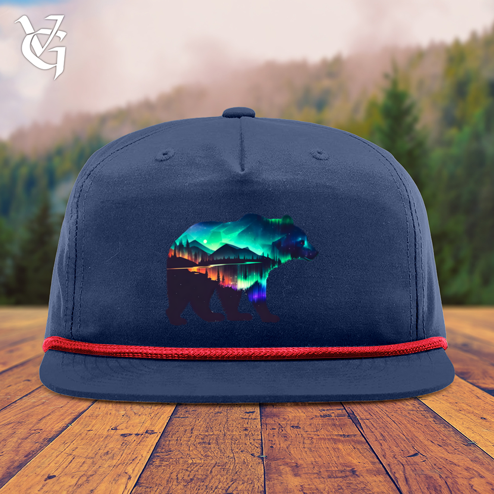 Viking Goods Northern Lights Bear Snapback Cap Navy/ Red