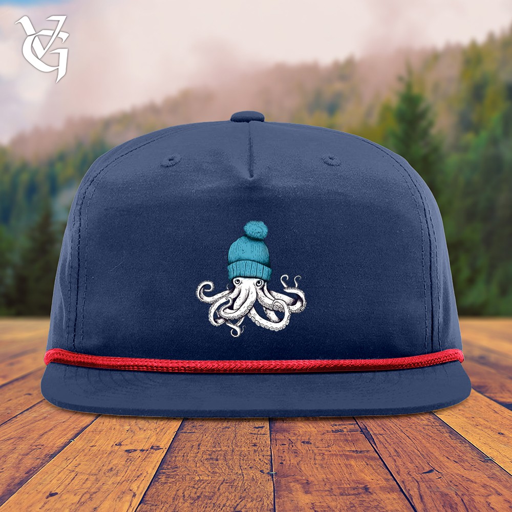Viking Goods Octopus Wearing Beanie Snapback Cap Navy/ Red