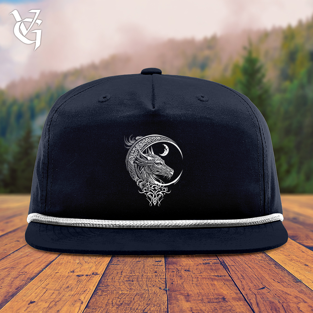 Viking Goods Celtic Dragon and Moon Snapback Cap Navy/ White
