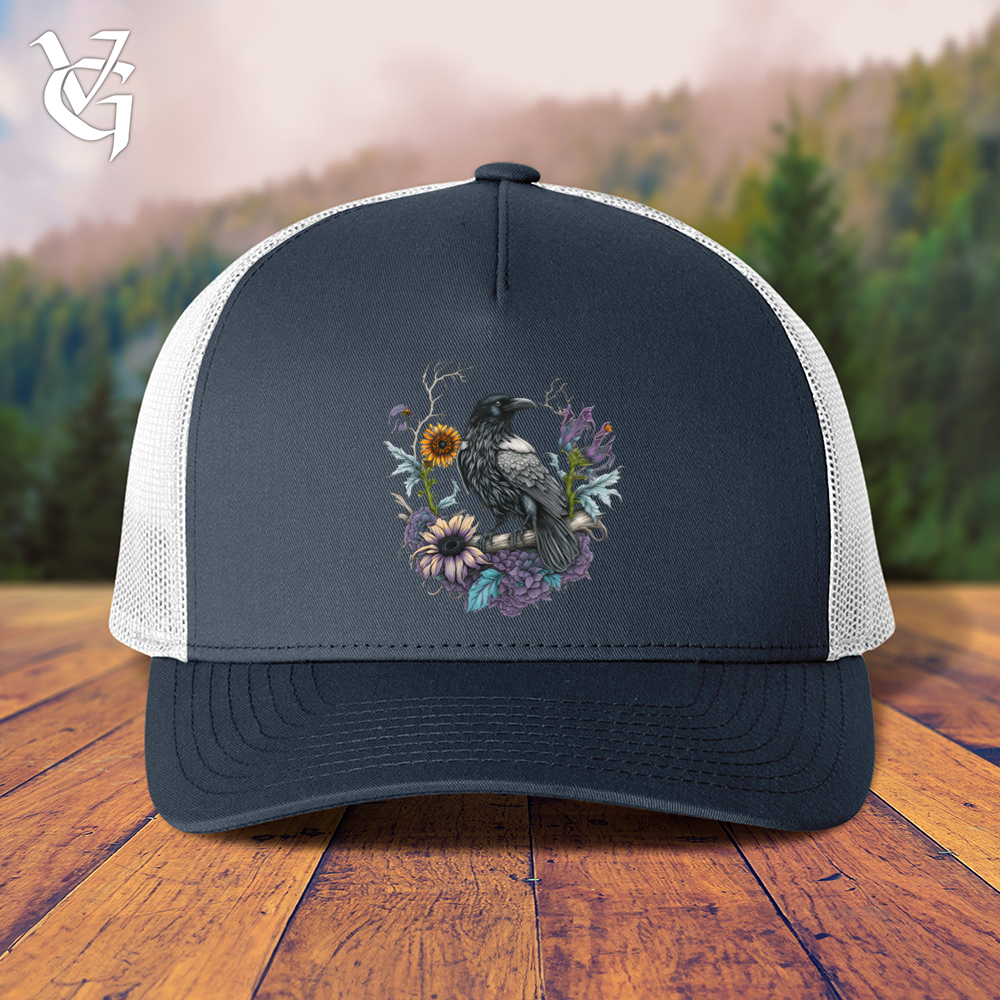 Viking Goods Flower Wreath Raven Trucker Cap Navy/ White