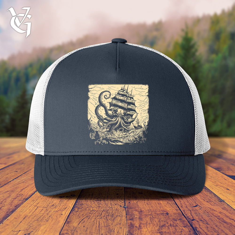 Viking Goods Kraken At Sea Trucker Cap Navy/ White