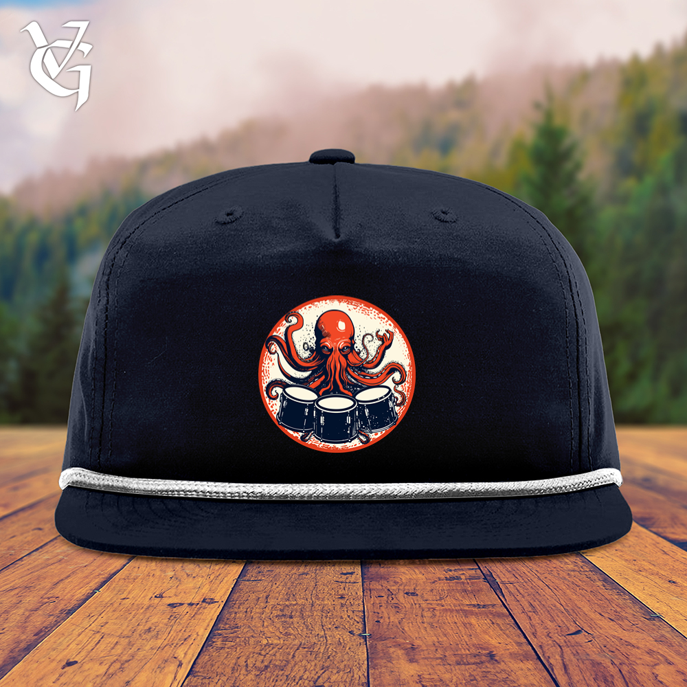 Viking Goods Octopus Playing Drums Snapback Cap Navy/ White