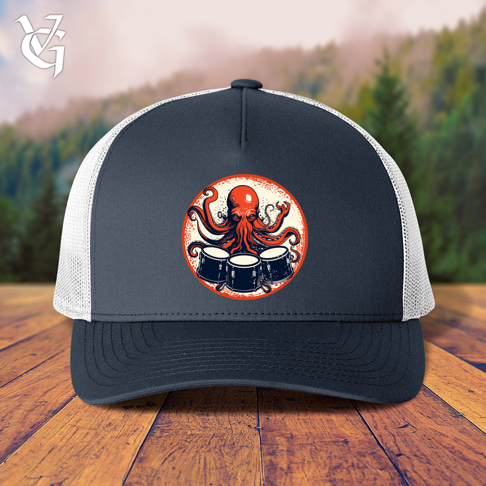 Viking Goods Octopus Playing Drums Trucker Cap Navy/ White