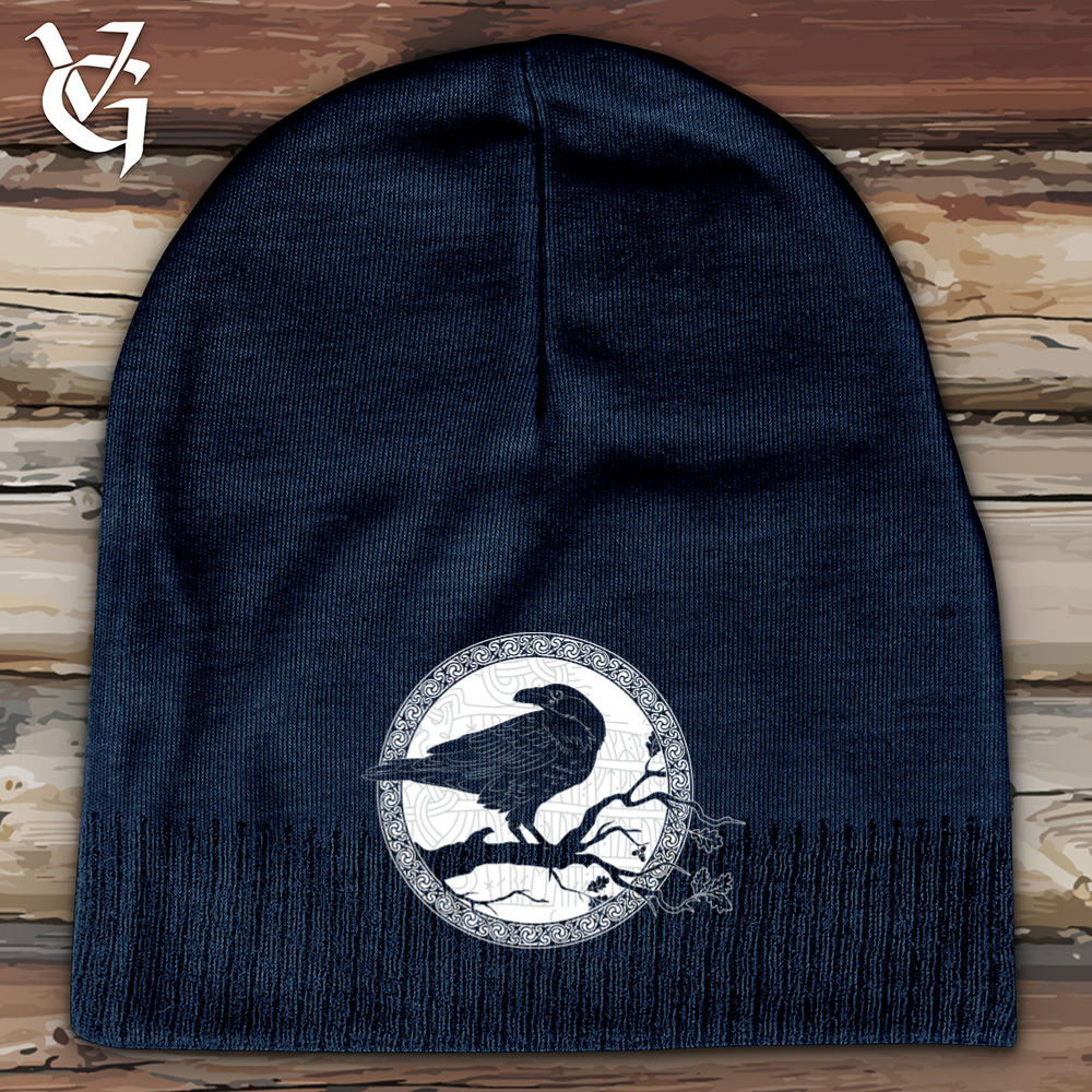 Viking Goods White Raven Winter Cotton Beanie Navy