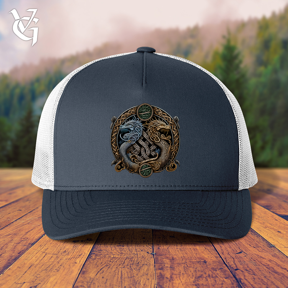 Viking Goods Two Dragons Trucker Cap Navy/ White