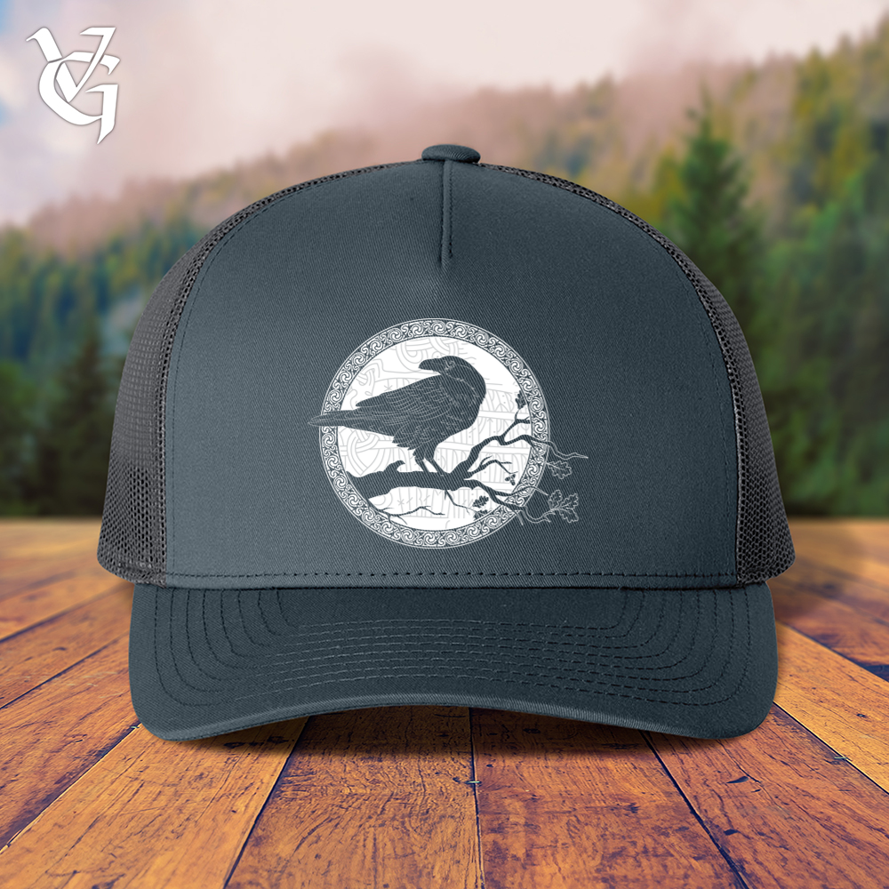 Viking Goods White Winter Raven Trucker Cap Navy