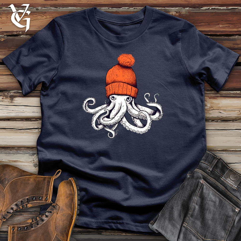 Viking Goods Octopus Orange Beanie Softstyle Tee Navy / XS