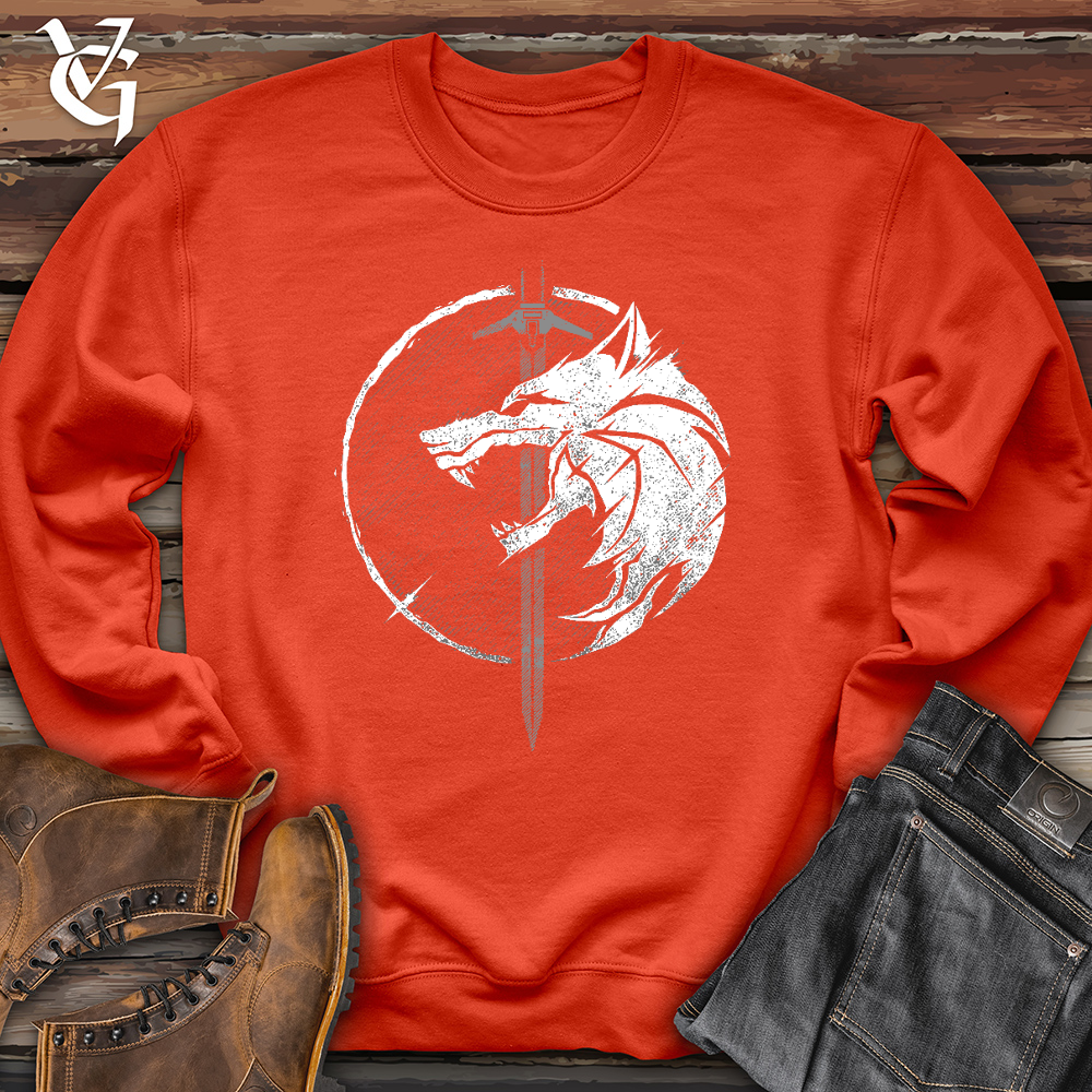Viking Goods Sword and The Wolf Crewneck Orange / L